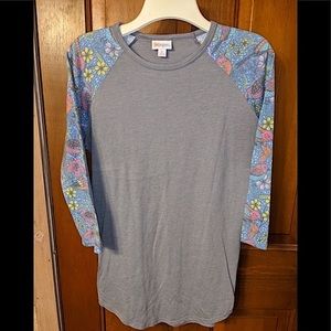 LuLaRoe Tops | Randy Tee Women's Small Gray with Floral and Bird Pattern